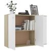 Sideboard White and Sonoma Oak 41.3"x11.8"x29.5" Engineered Wood