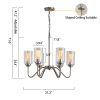 Modern American luxury style E26 glass chandelier iron 6 bulb living room chandelier, without bulb